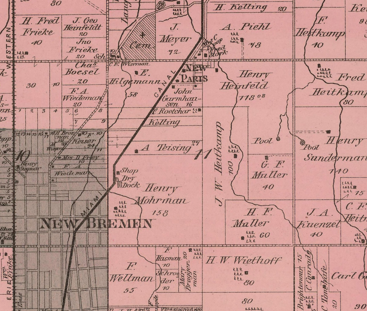 1800 Map of German Township Auglaize County Ohio