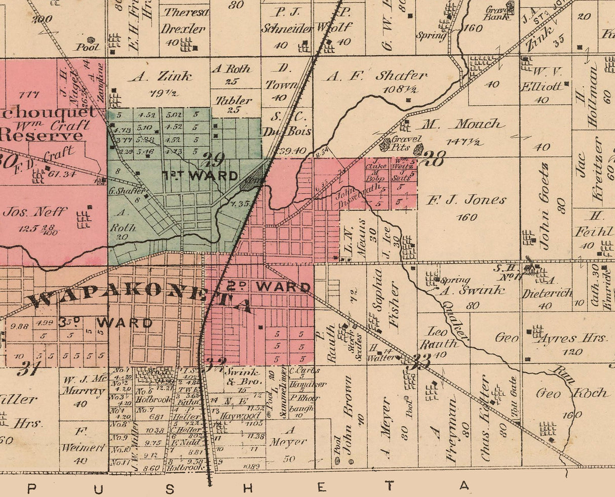 1880 Map of Duchouquet Township Auglaize County Ohio