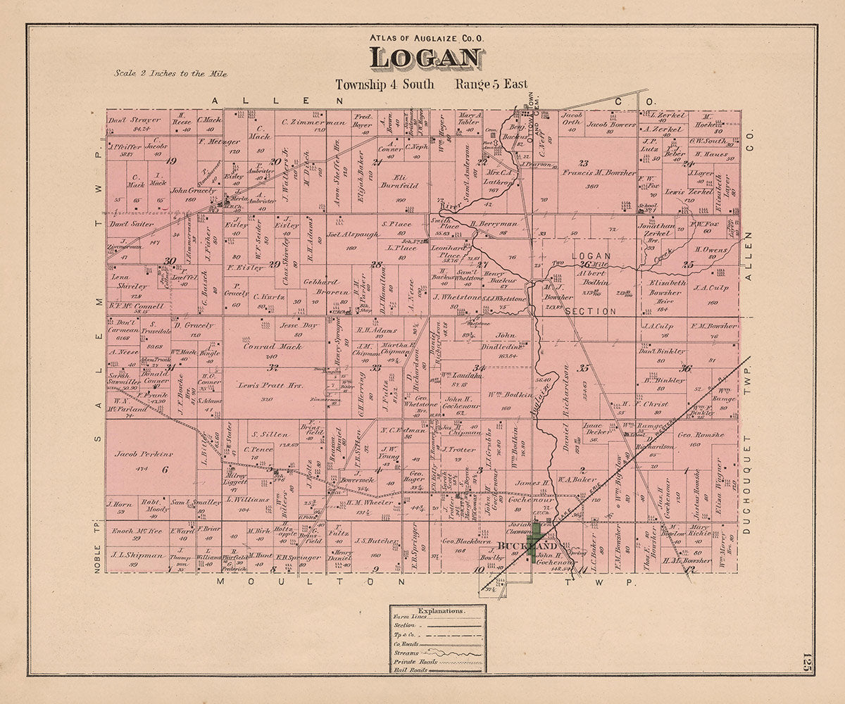 1880 Map of Logan Township Auglaize County Ohio
