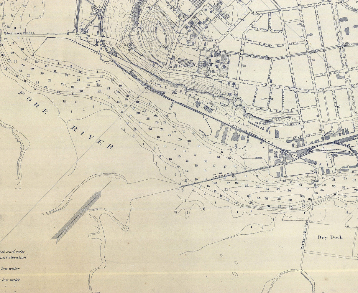 1870 Map of Portland Maine City and Harbor