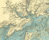 1870 Nautical Chart of Casco Bay Maine