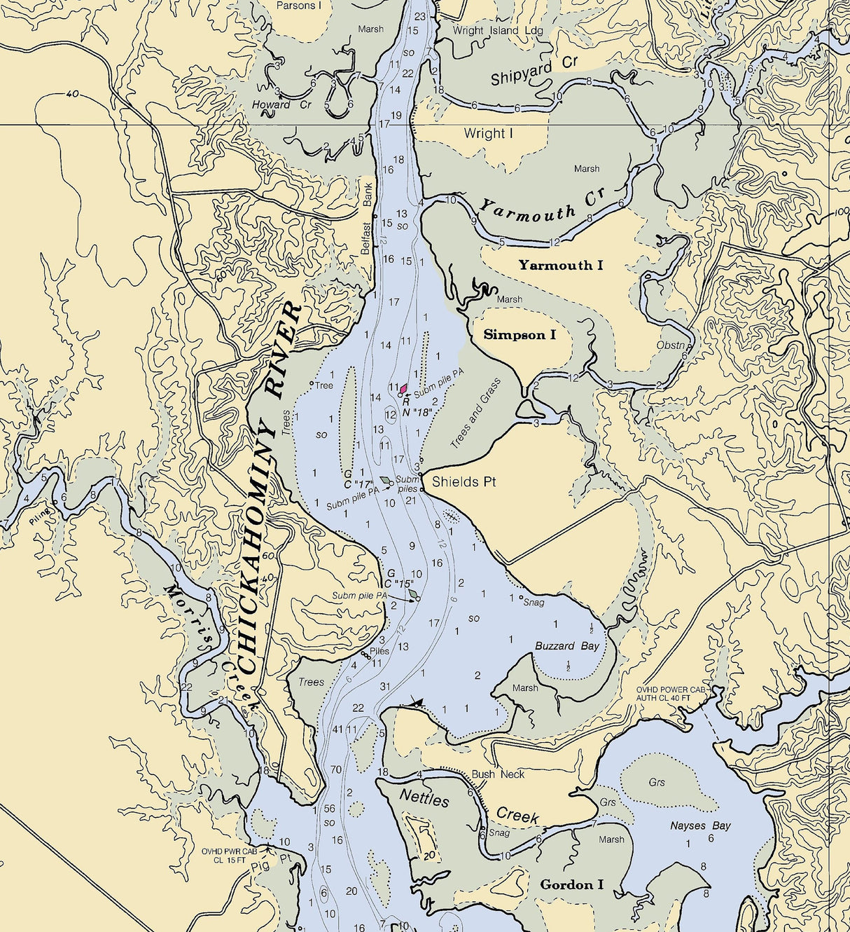 2001 Nautical Chart of James River Virginia Jamestown Island to Jordan Point