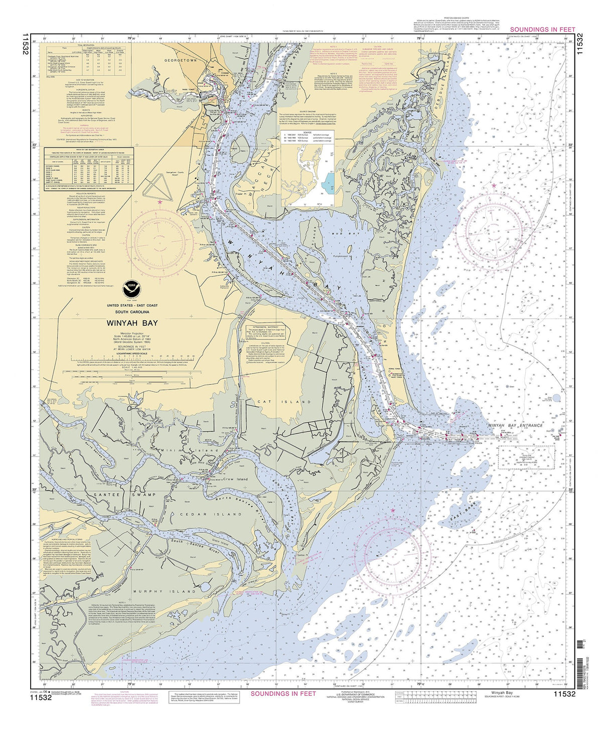 2006 Nautical Chart of Winyah Bay South Carolina Georgetown