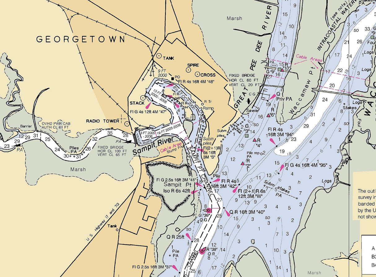 2006 Nautical Chart of Winyah Bay South Carolina Georgetown