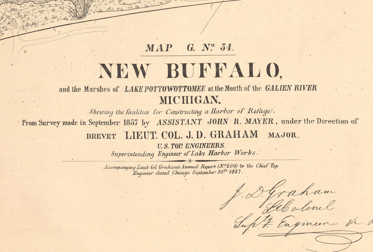 1857 Map of New Buffalo Michigan Lake Pottowottomee