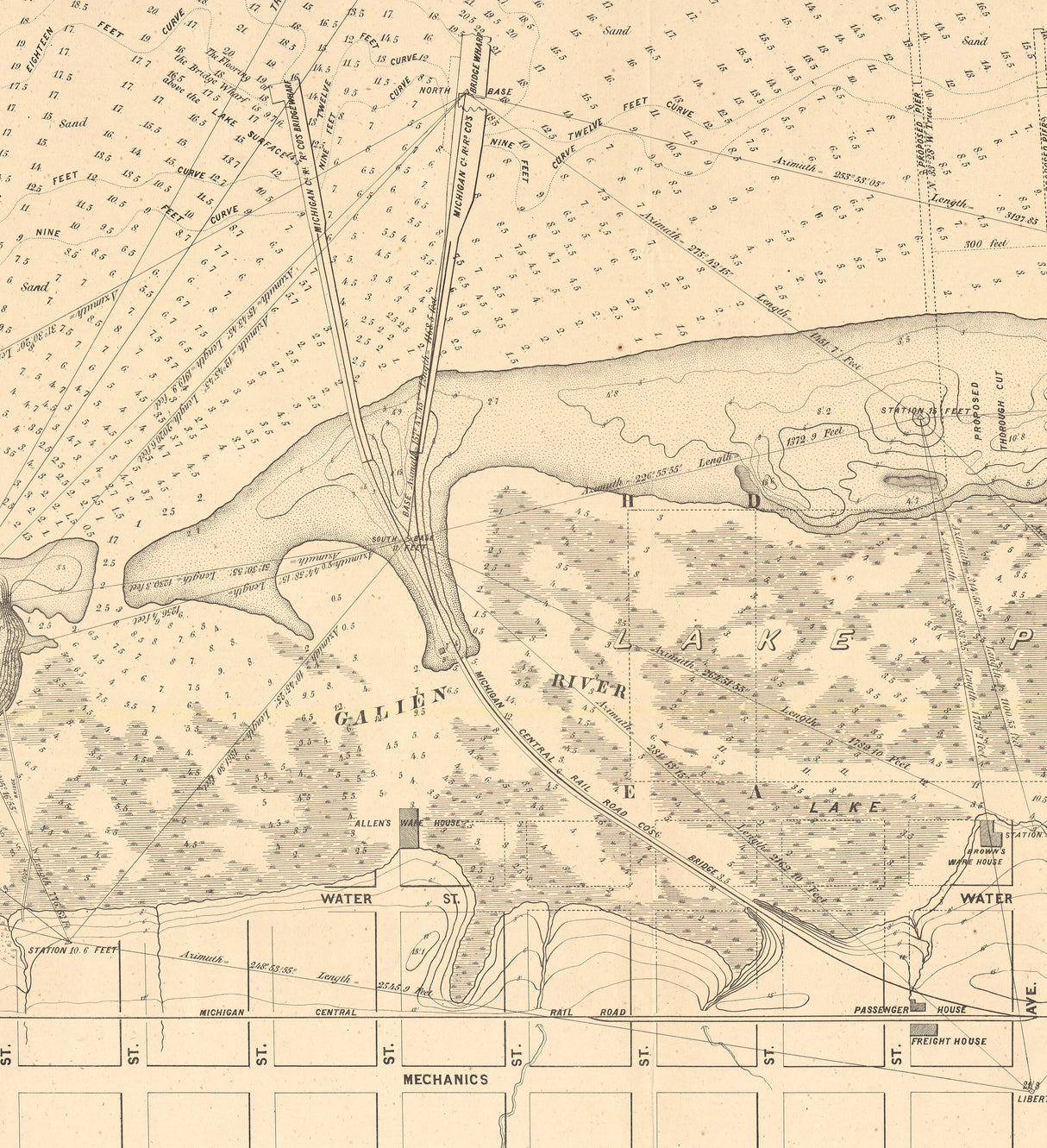 1857 Map of New Buffalo Michigan Lake Pottowottomee