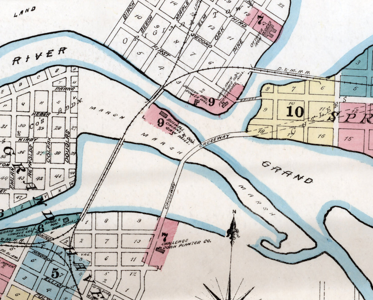 1883 Town Map of Grand Haven Ottawa County Michigan