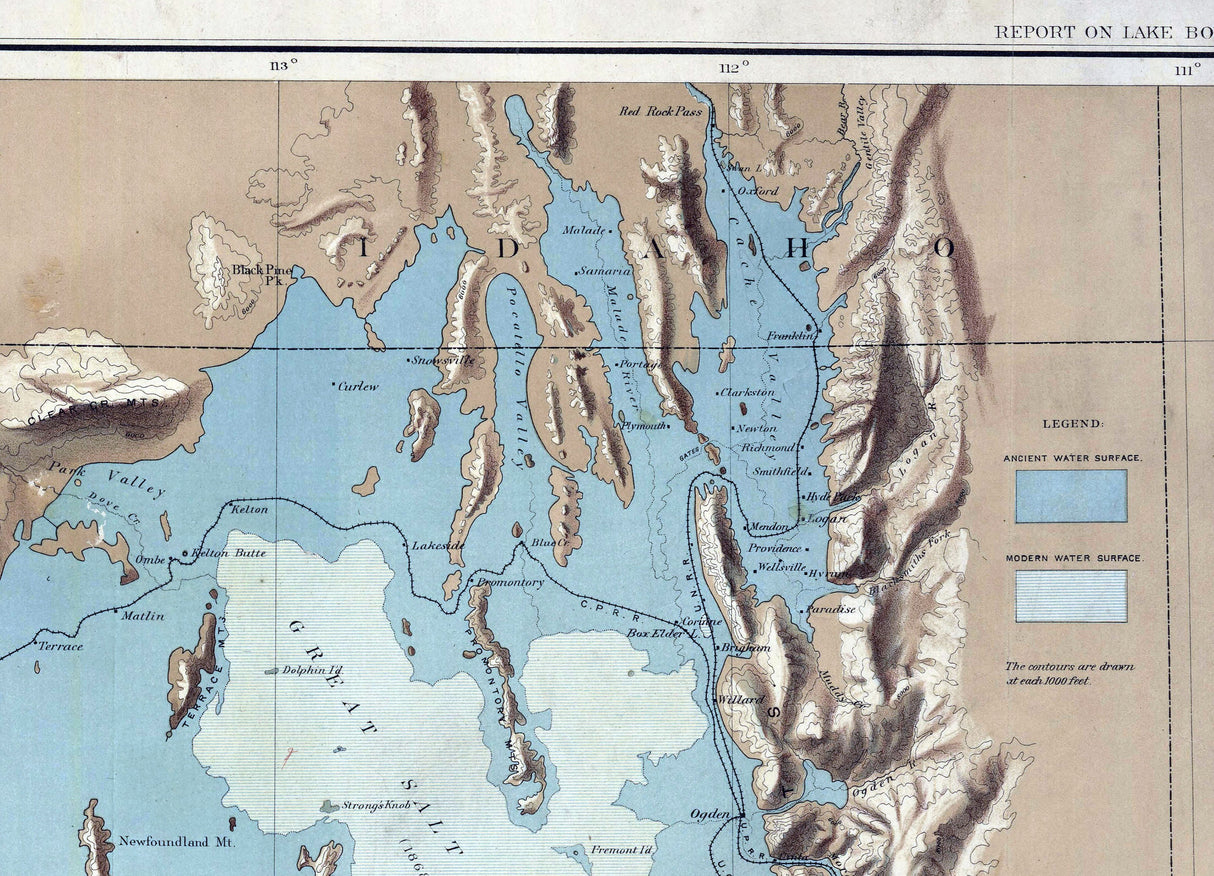 1890 Map of Lake Bonneville Utah