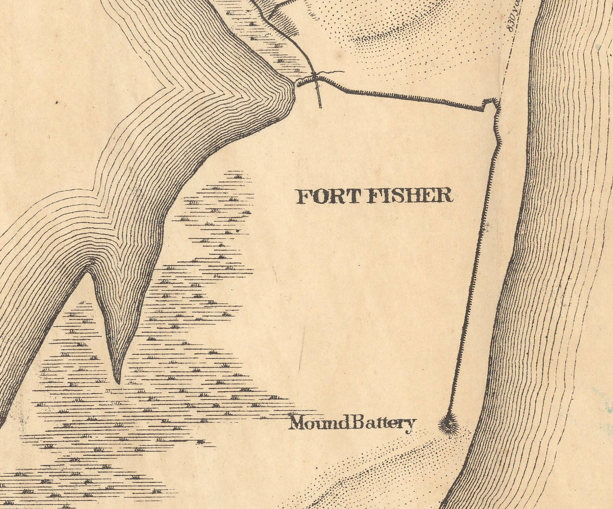 1865 Map of Fort Fisher North Carolina