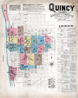 1883 Town Map of Quincy Illinois Mississippi River
