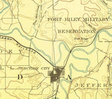 1889 Topo Map of Junction City Kansas