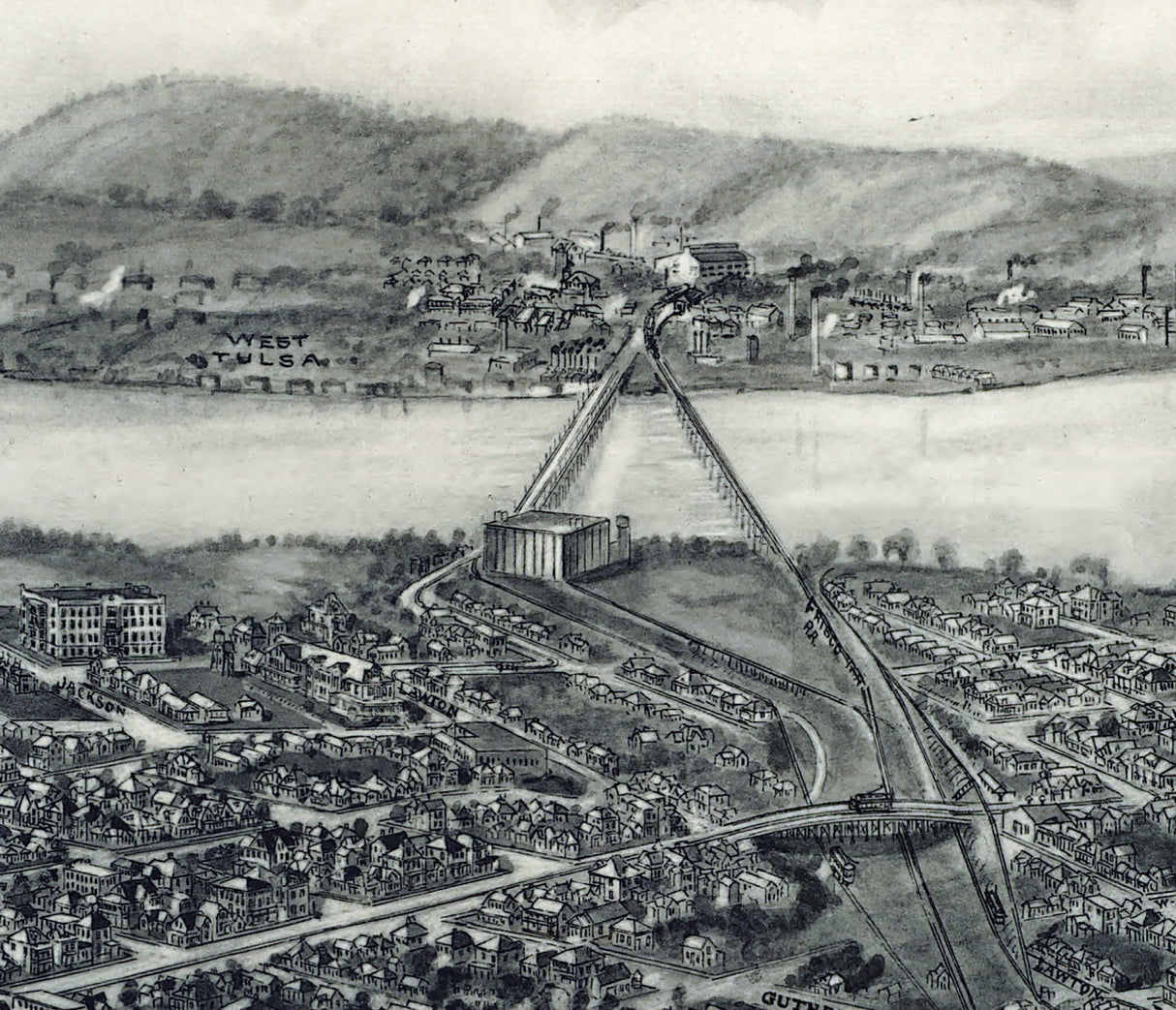 1911 Panoramic Map of Tulsa Oklahoma