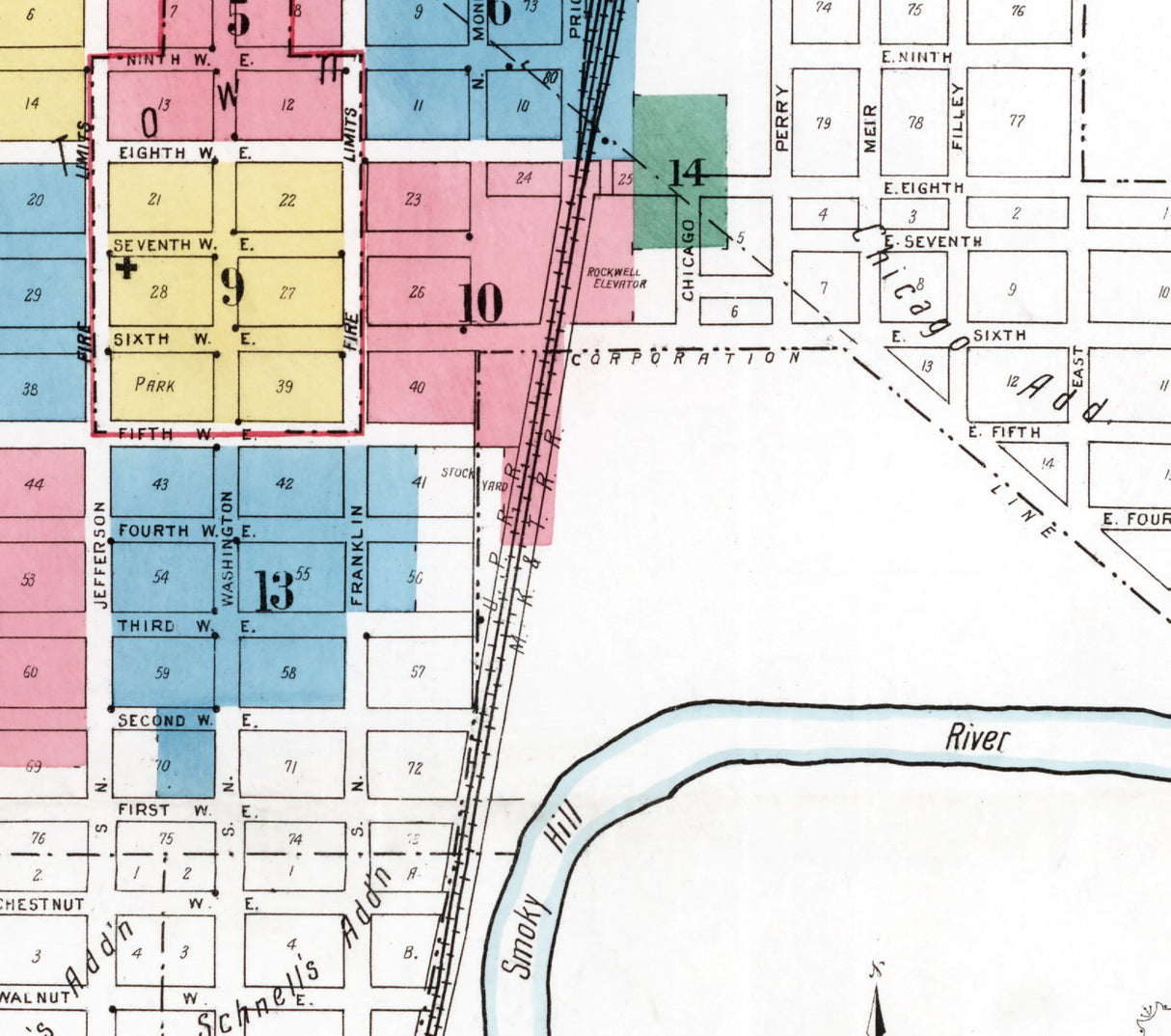 1912 Town Map of Junction City Kansas