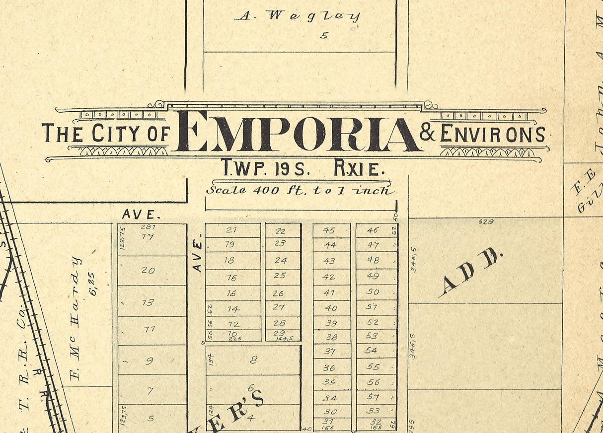 1901 Town Map of Emporia Kansas