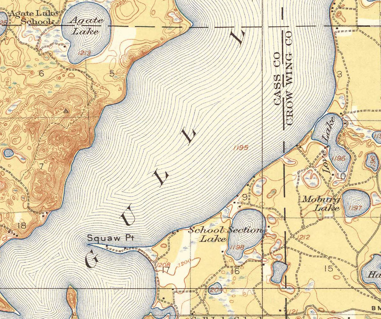 1919 Map of Gull Lake Minnesota