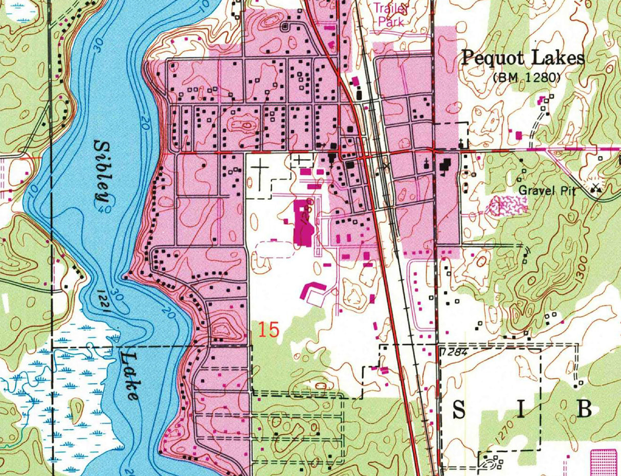 1995 Map of Sibley Lake Minnesota Pequot Lakes