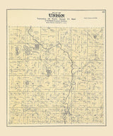 1889 Map of Union Township Waupaca County Wisconsin