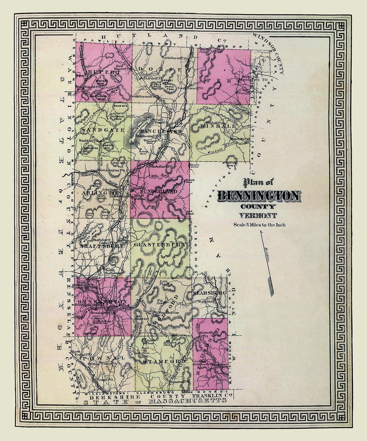 1876 Map of Bennington County Vermont