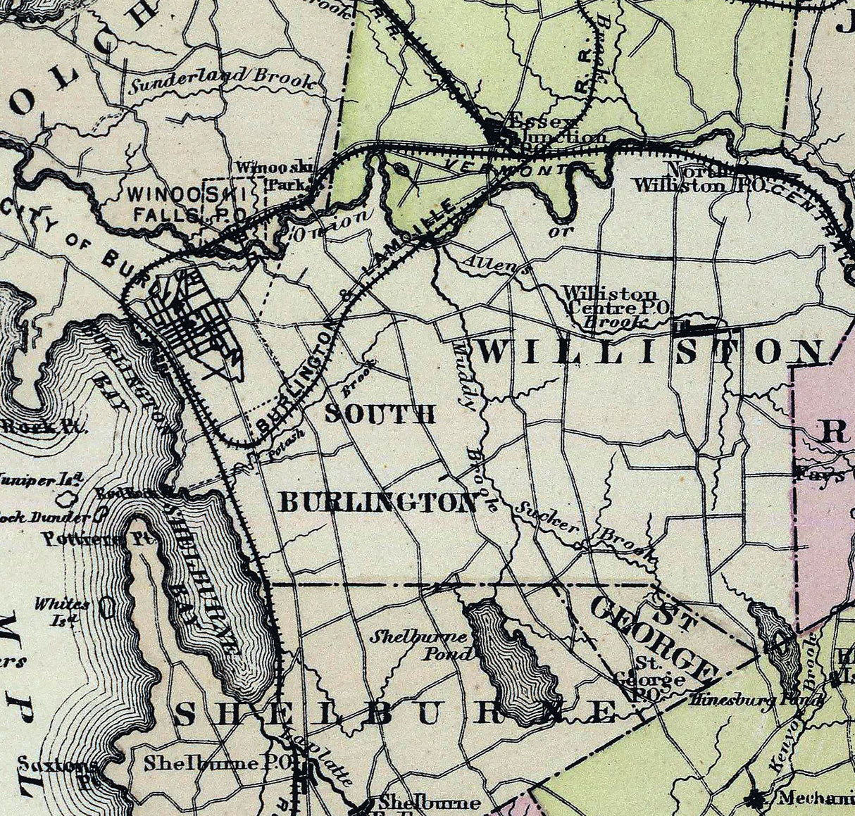 1876 Map of Chittenden County Vermont