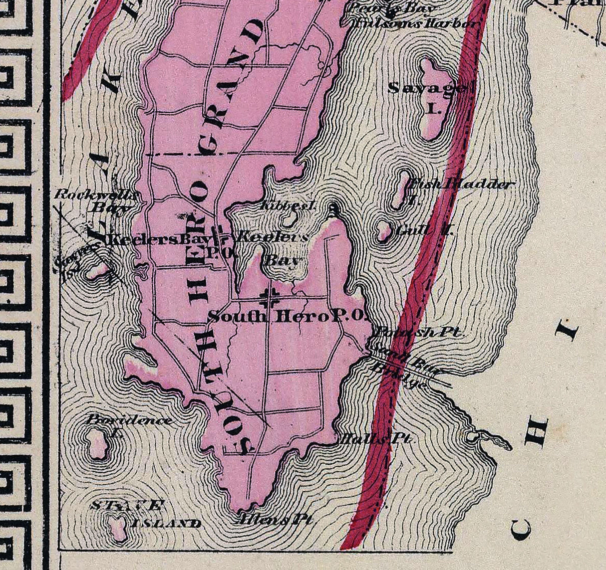 1876 Map of Grand Isle and Franklin County Vermont
