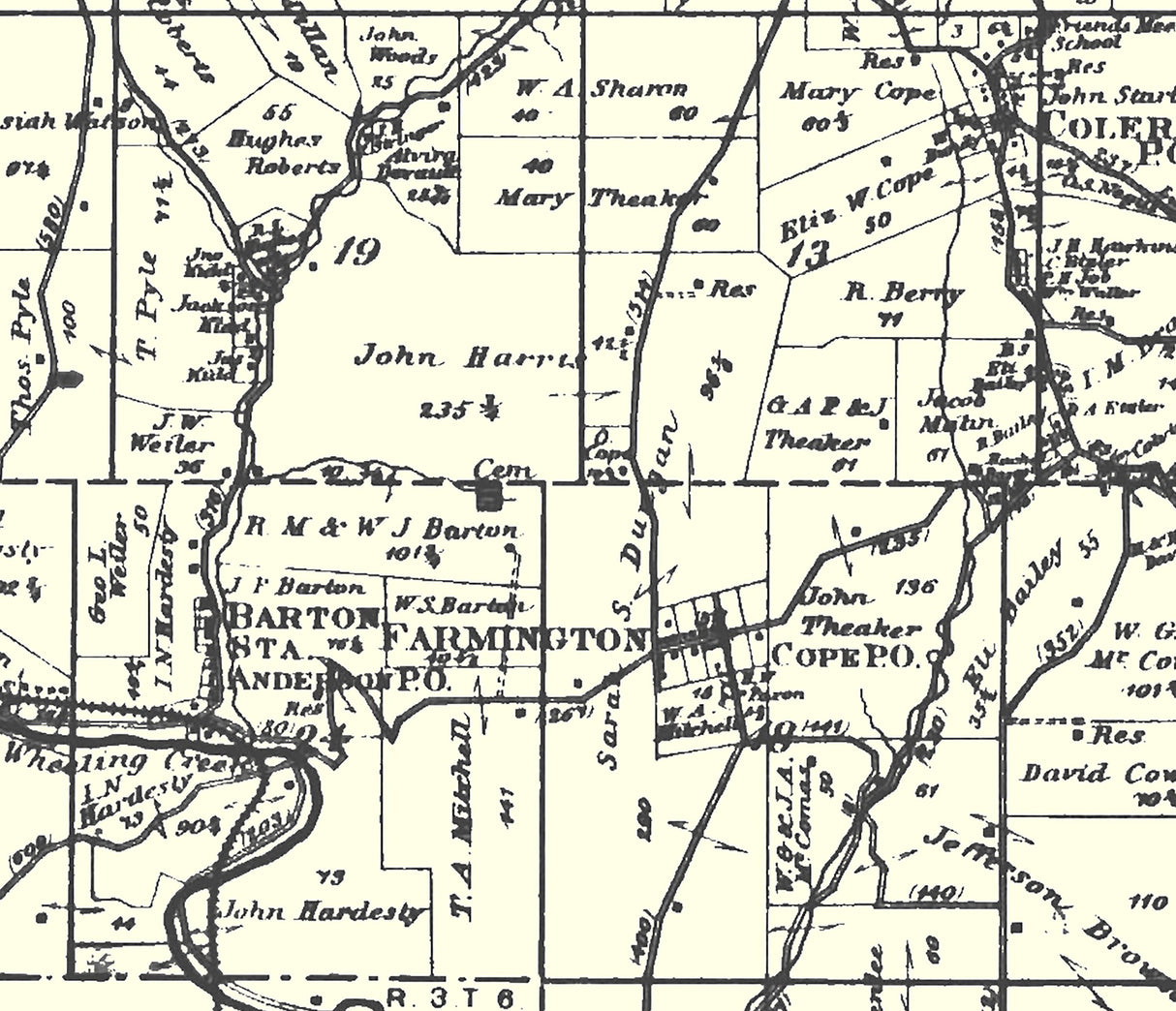 1888 Map of Colerain Township Belmont County Ohio