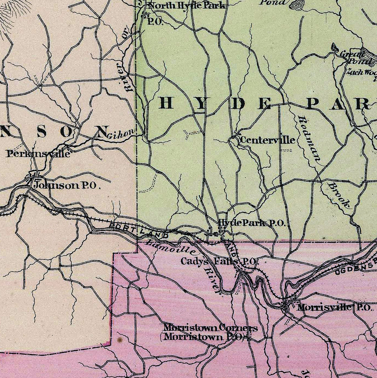 1876 Map of Lamoille County Vermont