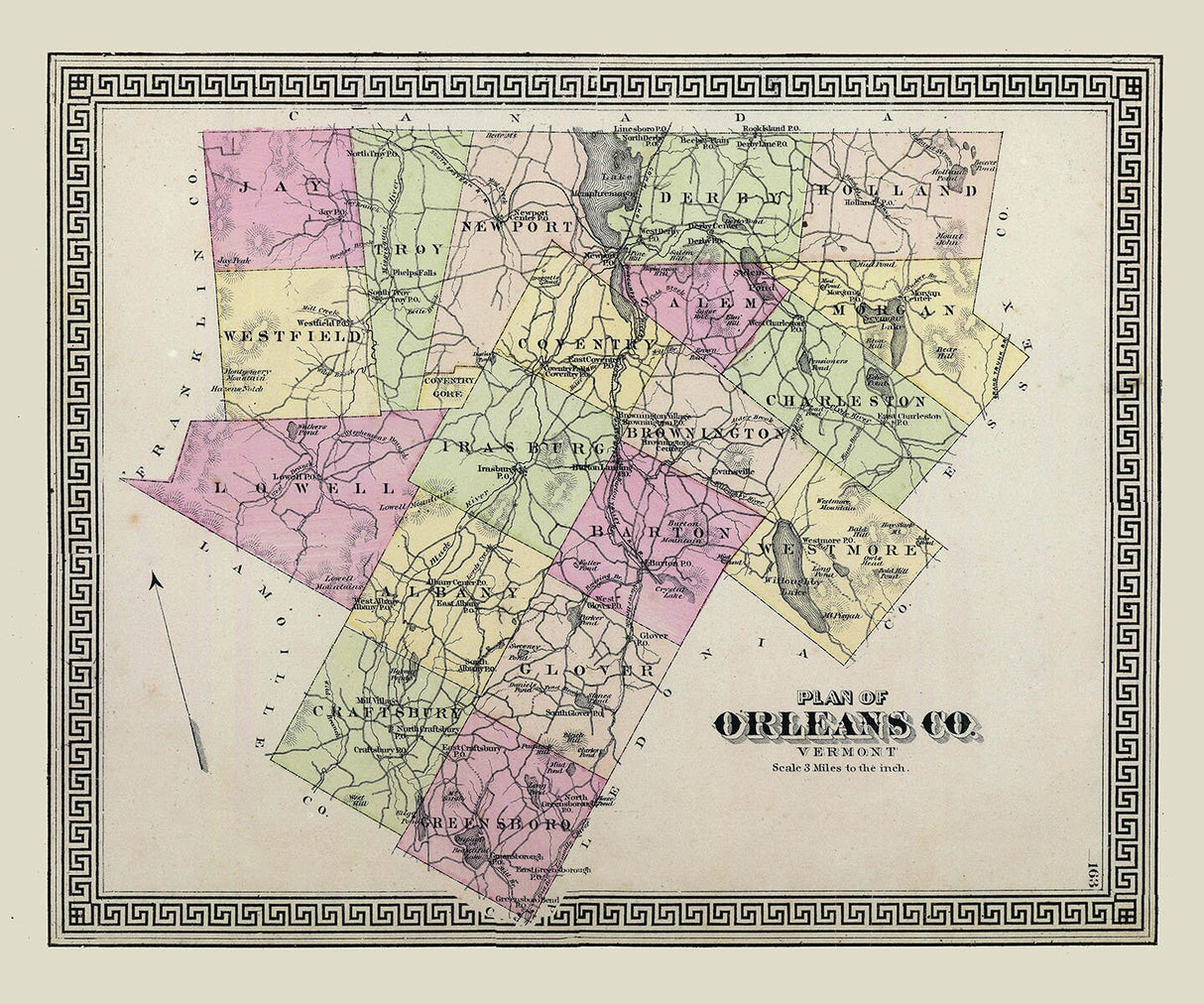 1876 Map of Orleans County Vermont