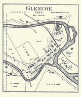 1888 Town Map of Glencoe Belmont County Ohio