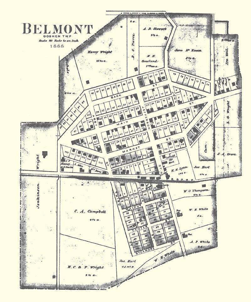 1888 Map of Belmont Ohio