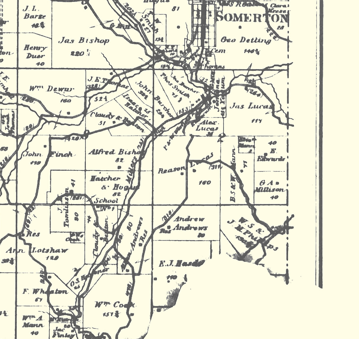 1888 Map of Somerset Township Belmont County Ohio