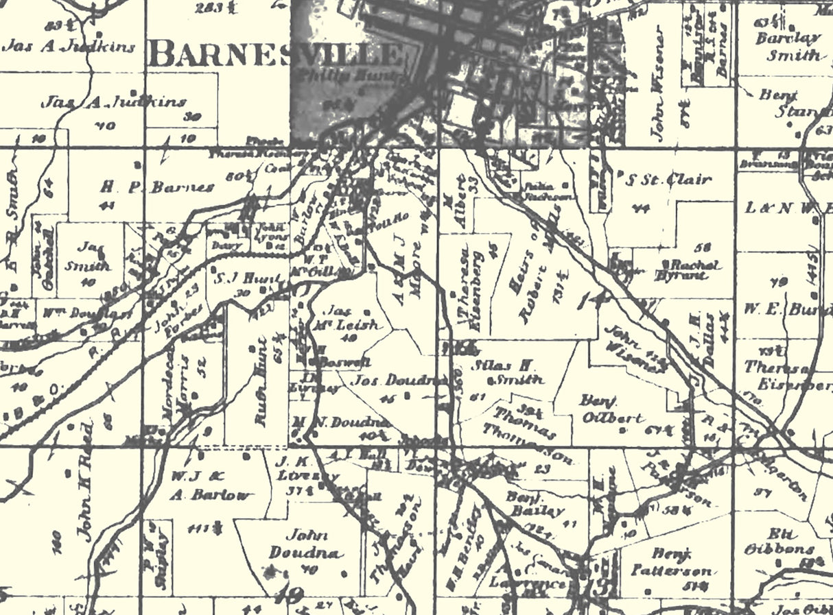 1888 Map of Warren Township Belmont County Ohio