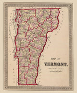 1876 Map of Vermont