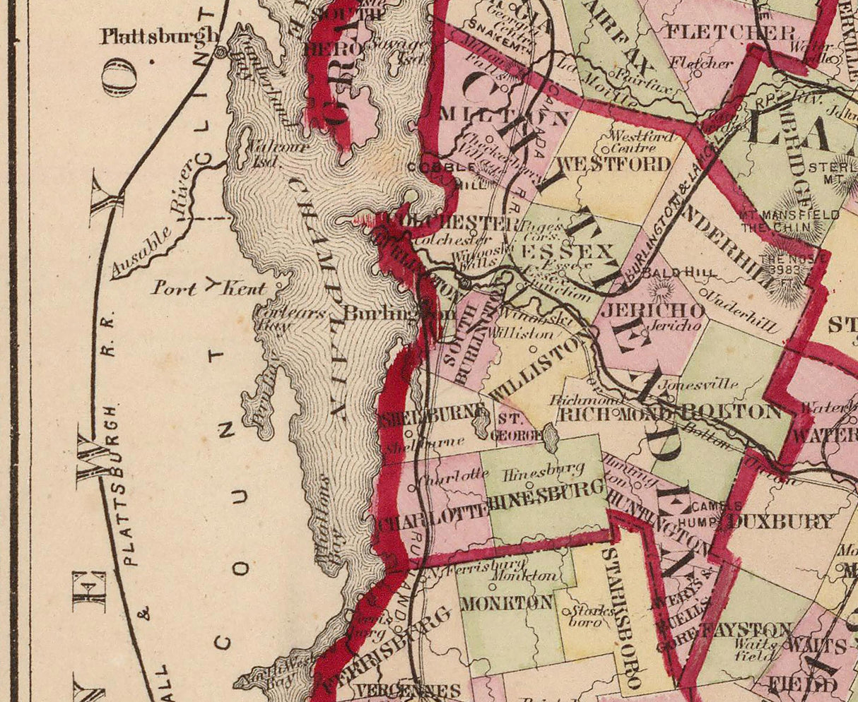 1876 Map of Vermont