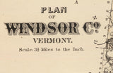 1876 Map of Windsor County Vermont
