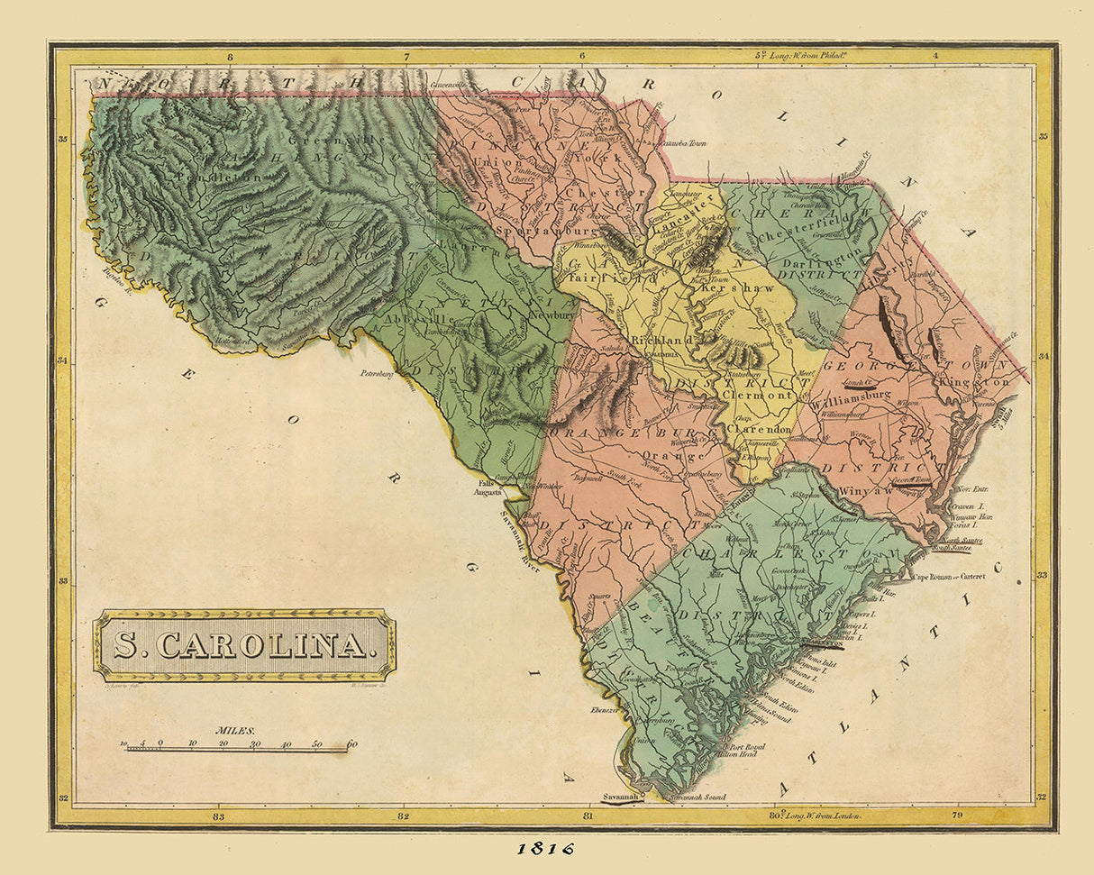 1816 Map of South Carolina