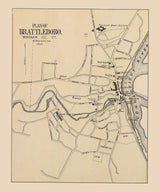 1876 Town Map of Brattleboro Vermont