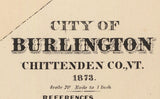 1876 Town Map of Burlington Vermont