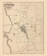 1876 Town Map of Rutland Vermont