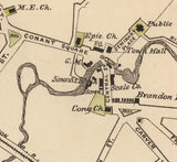 1876 Town Map of Brandon Vermont