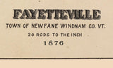 1876 Town Map of Fayetteville Vermont