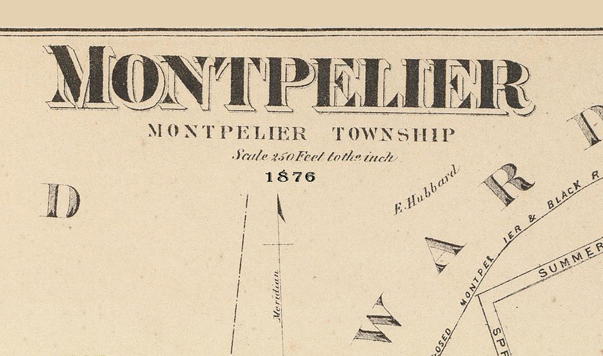 1876 Town Map of Montpelier Vermont
