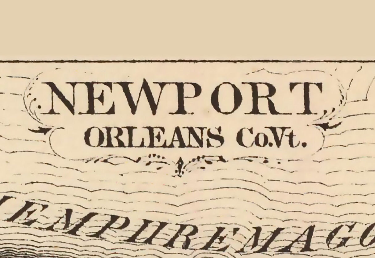1876 Town Map of Newport Vermont Lake Memphremagog