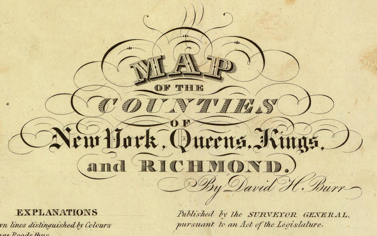 1829 Map of New York Queens Kings and Richmond County New York