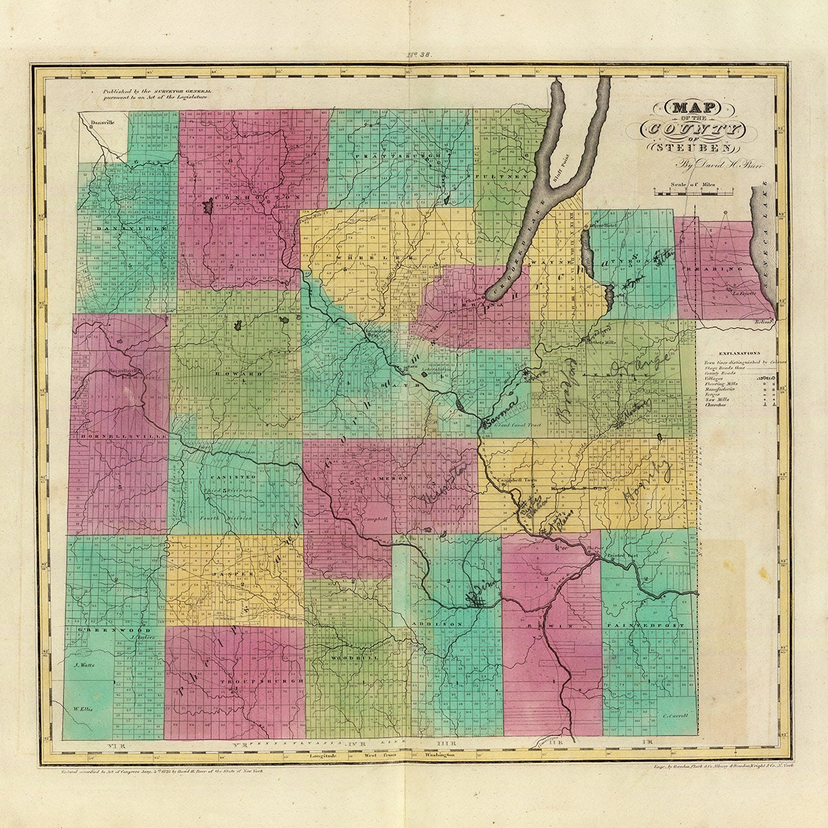 1829 Map of Steuben County New York