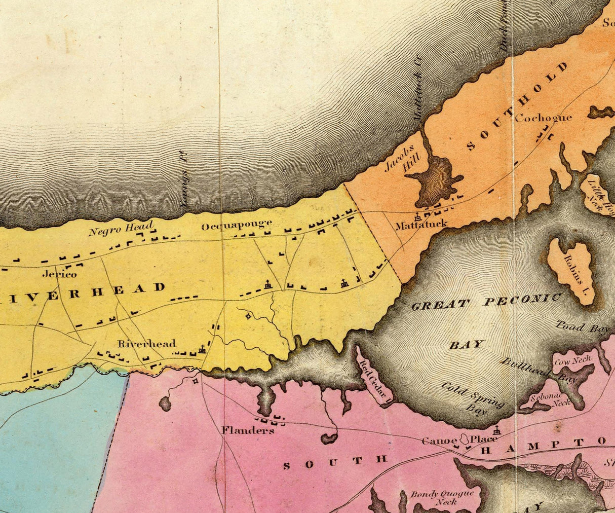 1829 Map of Suffolk County New York