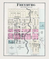 1880 Town Map of Freyburg Auglaize County Ohio