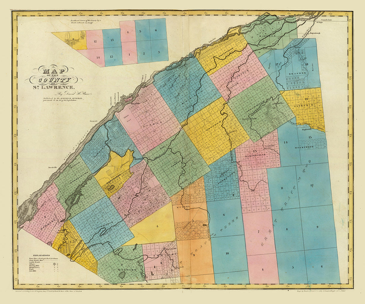 1829 Map of St  Lawrence County New York