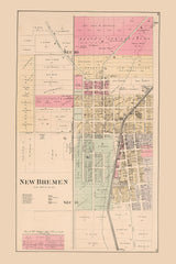 1880 Town Map of New Bremen Auglaize County Ohio