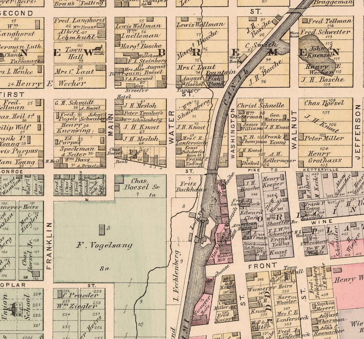 1880 Town Map of New Bremen Auglaize County Ohio