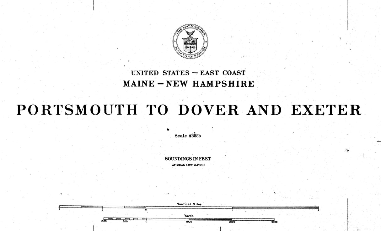 1914 Nautical Chart of Portsmouth to Dover and Exeter Piscataqua River